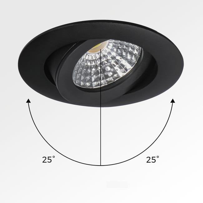 Foco LED techo empotrable luz cálida regulable 4,5W 350LM UGR<19 CRI95 -  Negro