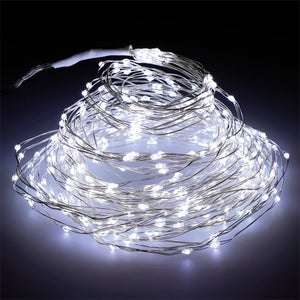 Arbre lumineux blanc 210cm scintillant Micro LED blanc froid fil argenté