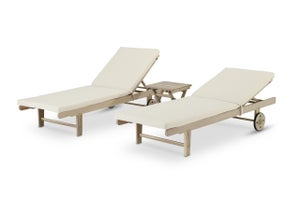 Set di 2 lettini prendisole con cuscino e tavolino in legno nero Calgary