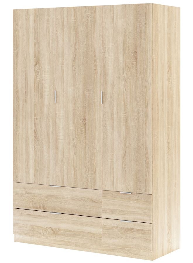 Armario 3 puertas 4 cajones roble