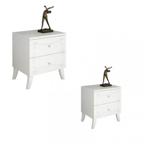 Duo de tables de chevet 2 tiroirs Blanc ESMERALDA L 51 x l 39x H 56