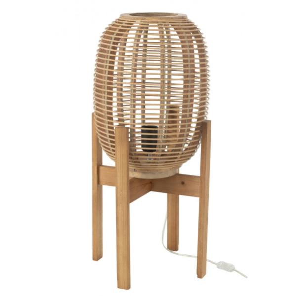 Lampadaire En Bambou Et Bois M2OUTLET SKOV 36282 - 30x30x128 Cm - Douilles E27, 2x40W Max - Design Scandinave Naturel IP20