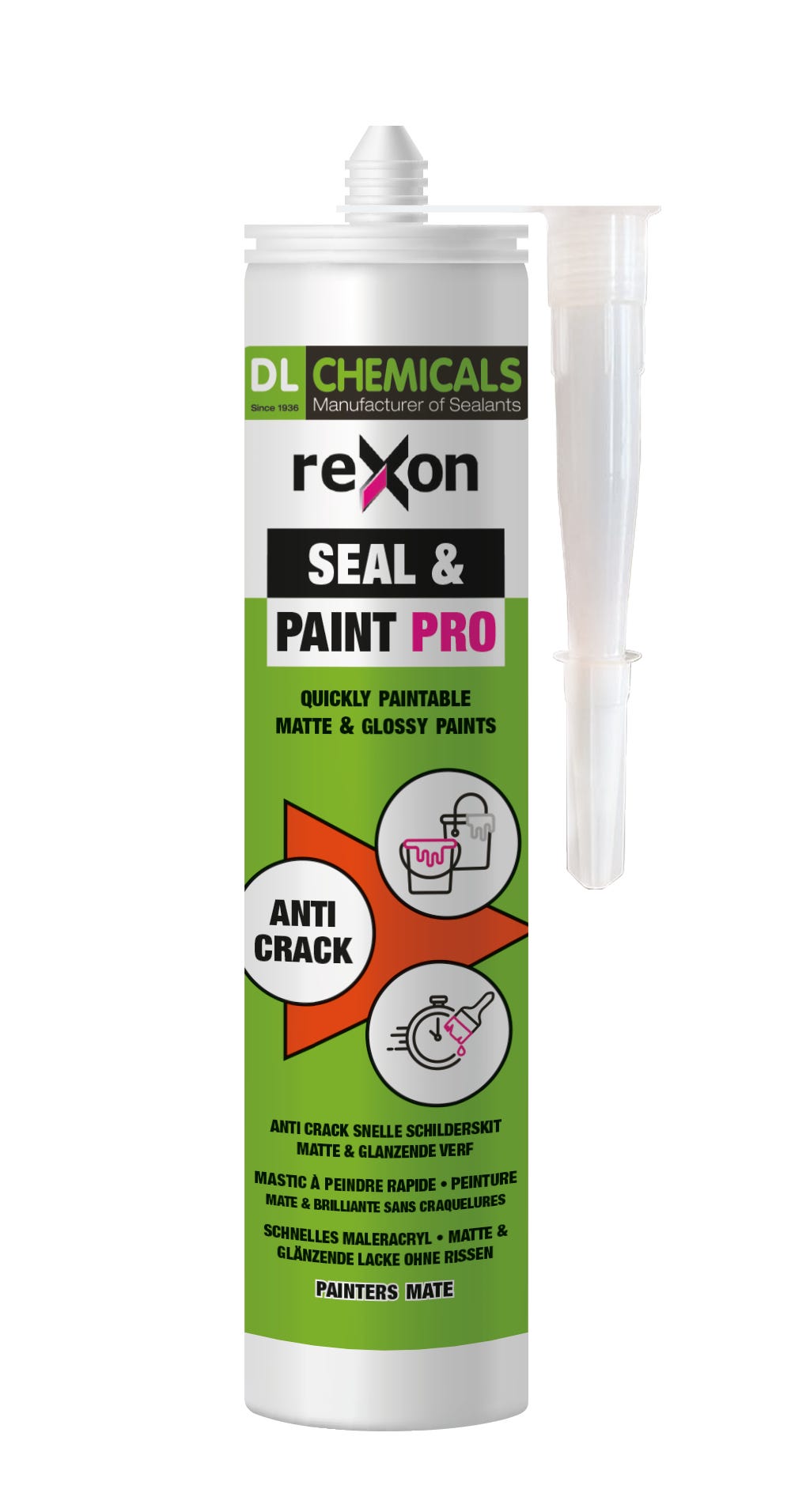 Silicone Seal & Paint PRO REXON blanc - Mastic acrylique à peindre en 30  min + non craquelant - 290 ml