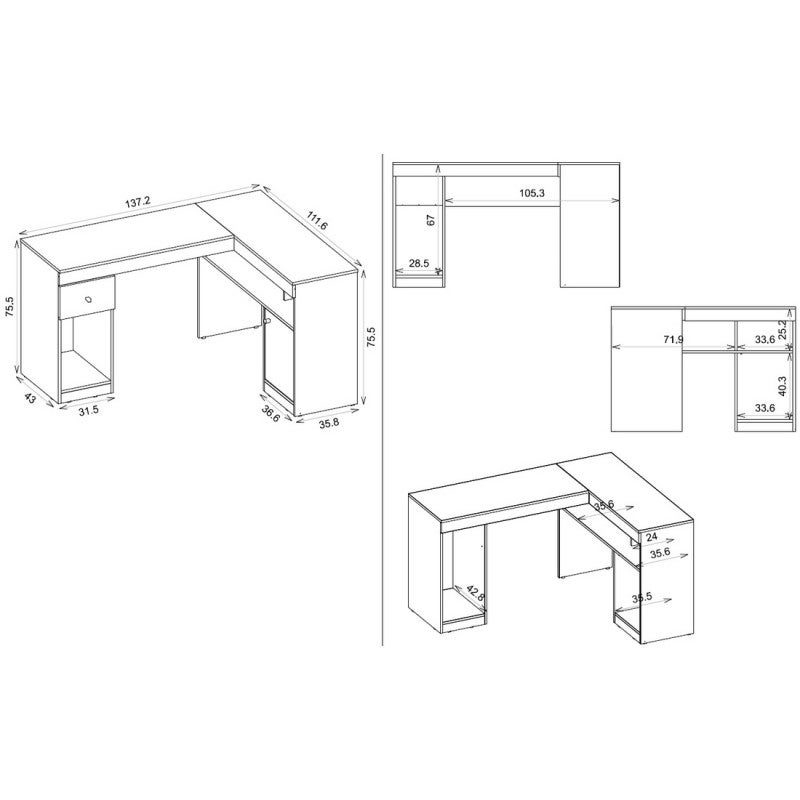 Bureau D'Angle Blanc Avec Caisson Et Rangements | Leroy Merlin