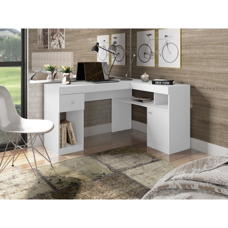 Bureau D'Angle Blanc Avec Caisson Et Rangements | Leroy Merlin