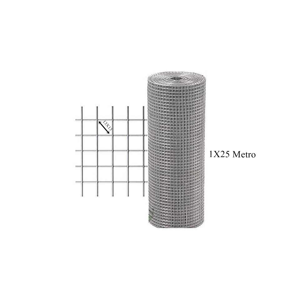 Rollo malla electrosoldada 13x13 mm de luz,0.9 mm diámetro de alambre por 25 de longitud. 1 m | Leroy Merlin