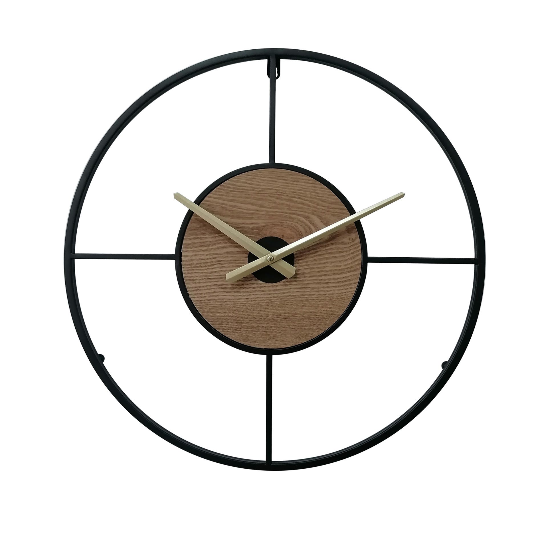 Rebecca Mobili Reloj de Pared Moderno Mdf Metal Negro Marrón para Casa  Oficina