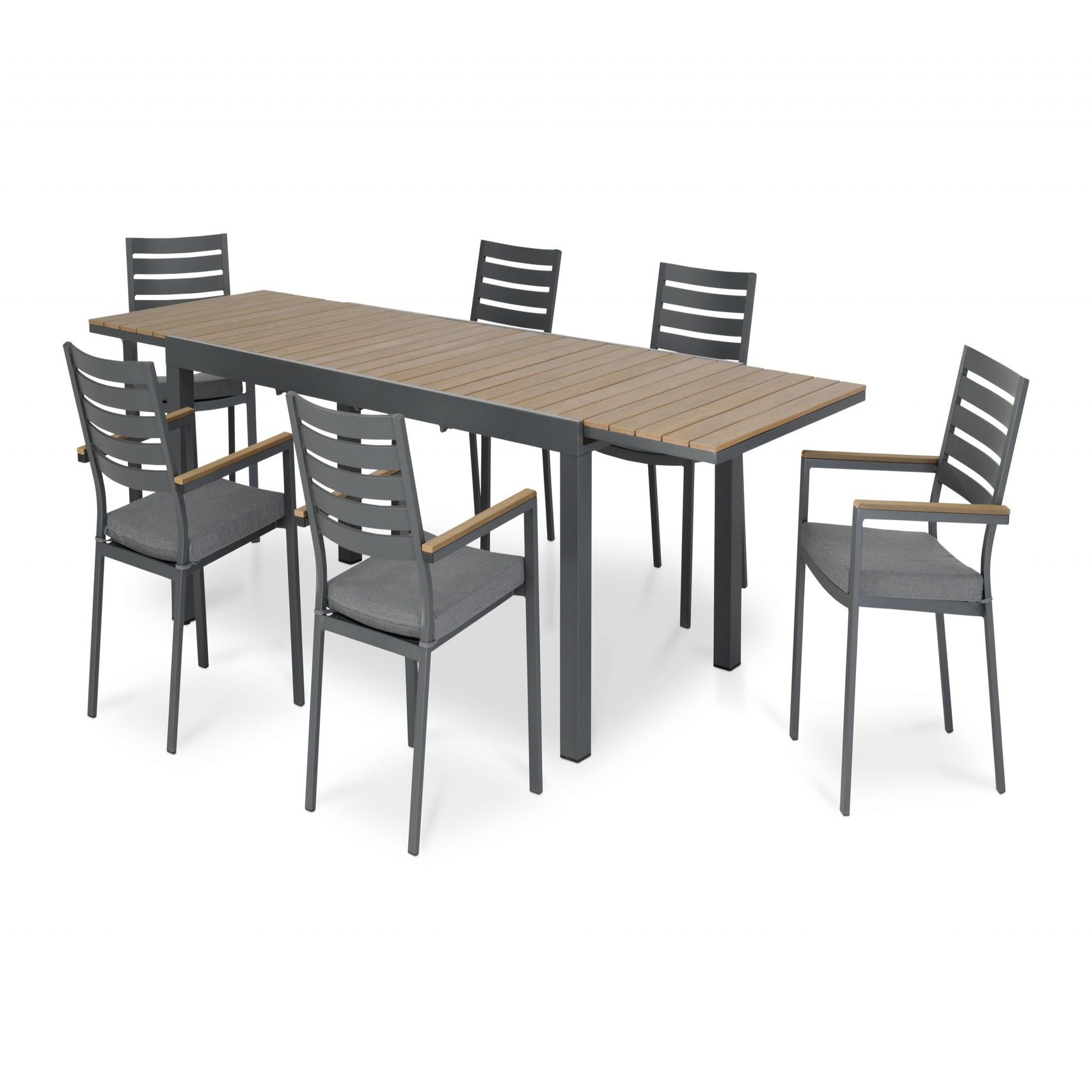 Ensemble table de jardin 300/200x100 cm et 6 chaises aluminium anthracite -  Osaka