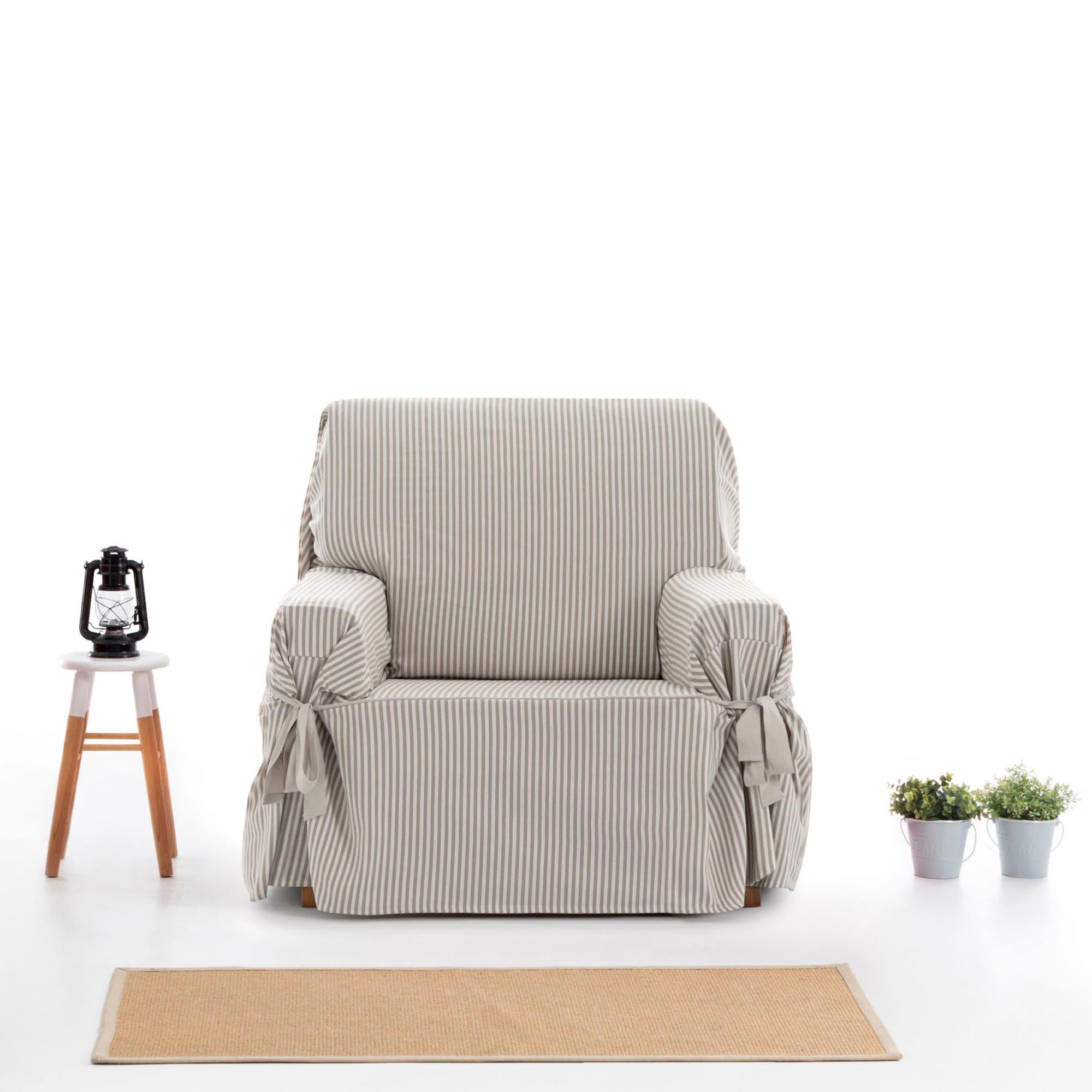 Housse de fauteuil avec des rubans beige 80 - 120 cm - 3