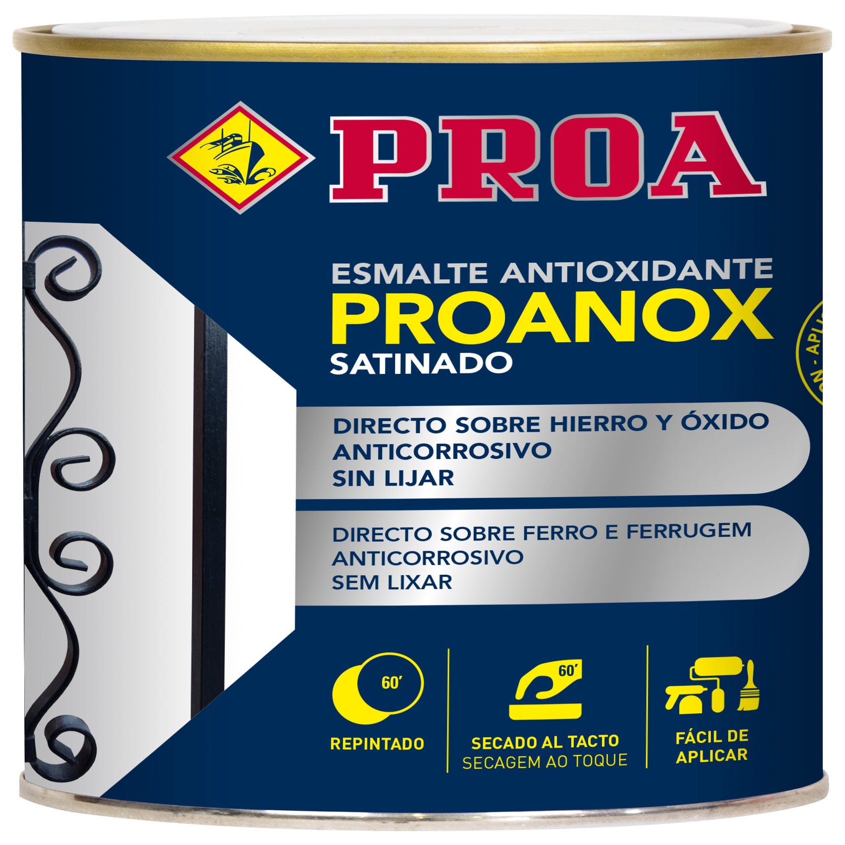 Esmalte antioxidante directo sobre óxido. SATINADO. Verde inglés. 750 ML.  Pintar sobre hierro y óxido sin necesidad de imprimación. Proanox.