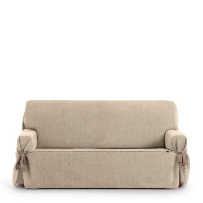 Funda de sofá tres plazas con lazos beige 180 - 230 cm | Leroy Merlin