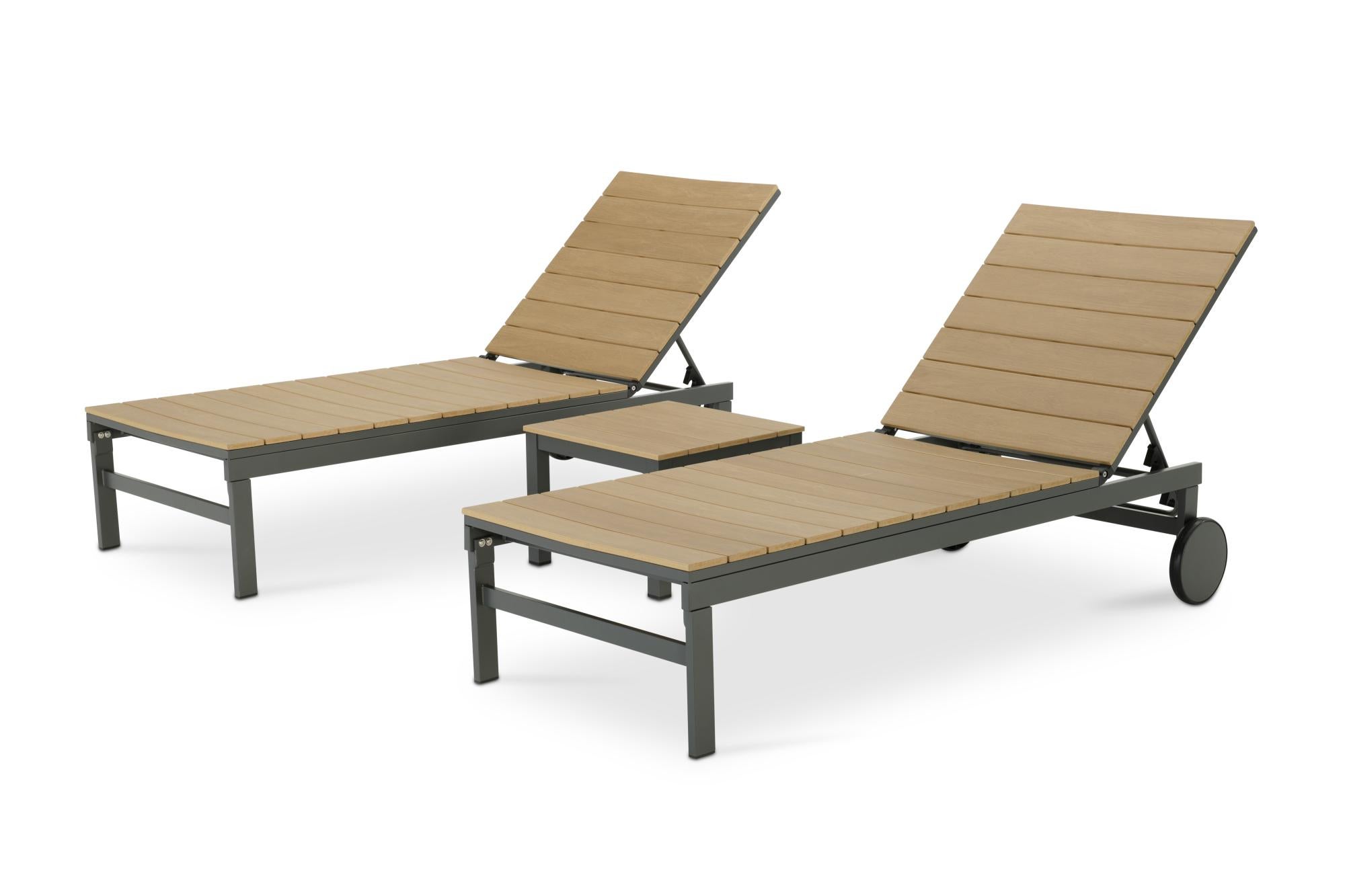 Set Di 2 Lettini Prendisole A Dondolo Da Giardino - Con Cuscino Poggiatesta, Portata 120 Kg, Struttura In Acciaio Beige - Per Terrazzo E Giardino