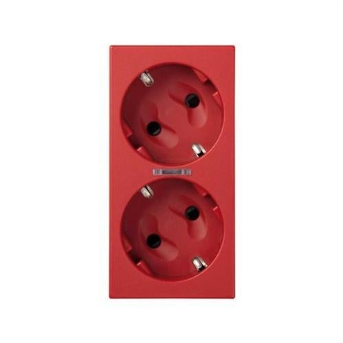 Simon F1591459026 Doppia Presa Elettrica 2P+T Con Piastra In Alluminio 15, Colore Alluminio