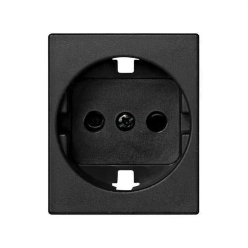 Simon 82041-33 Tappo Spina Schuko 2P+TT Con Sicurezza – Finitura Alluminio Opaco (S82 ALU Mate) – Grigio/Nero, Ref. 6558233231 - 2
