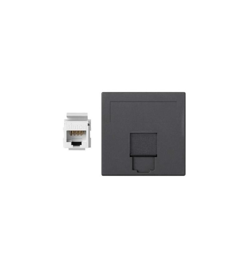 Plaque VD plate 500 CIMA avec 1 connecteur 6UTP graphite SIMON