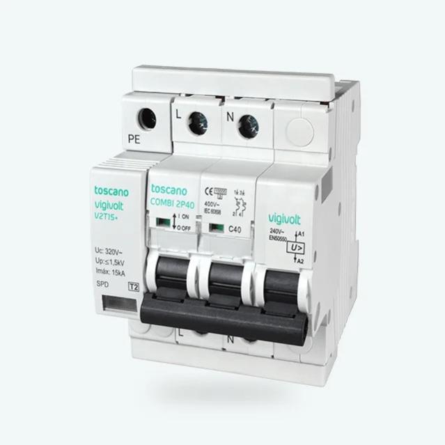 PROTECTOR SOBRETENSIÓN PERMANENTE TRANSITORIA COMBI 2P32T15 - TOSCANO Leroy Merlin