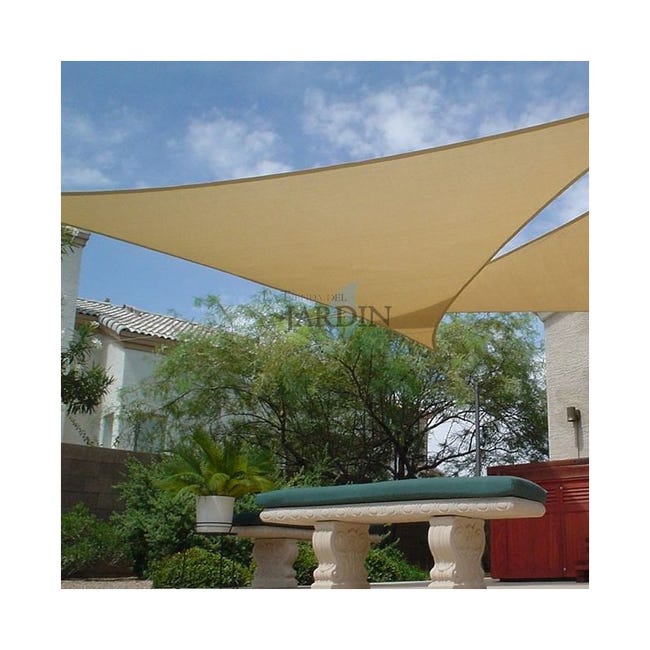 vela triangular poliéster 5 x 5 x metros, beige gr/m2 UV para jardin | Leroy Merlin