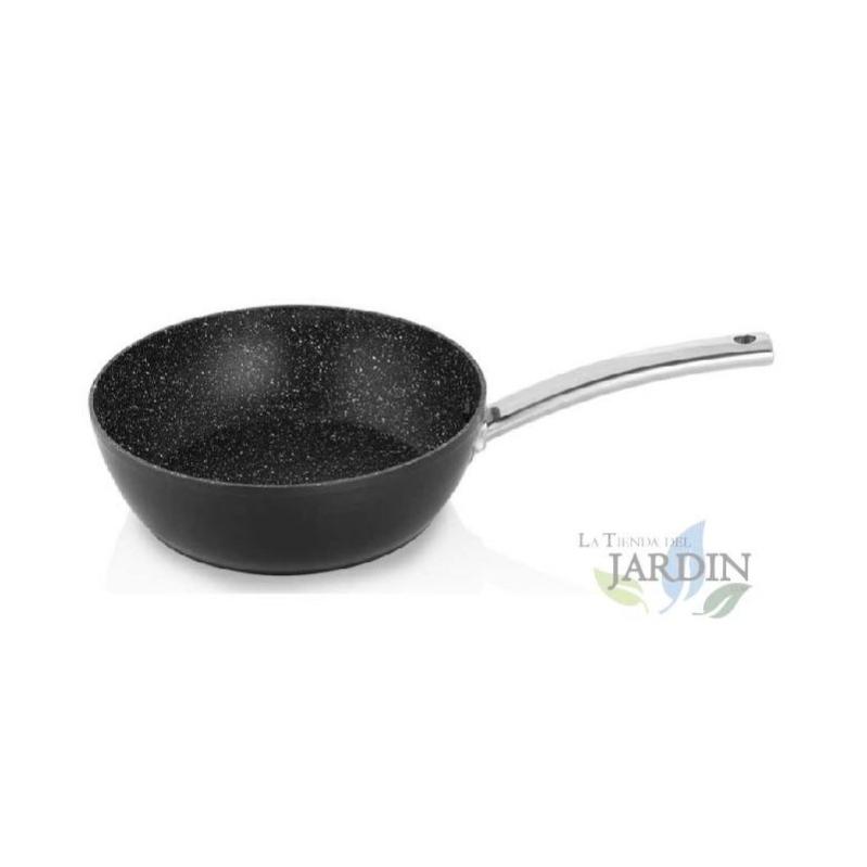 Sartén honda aluminio forjado 20 cm orbegozo. recubrimiento piedra antiadherente. mango acero inox.