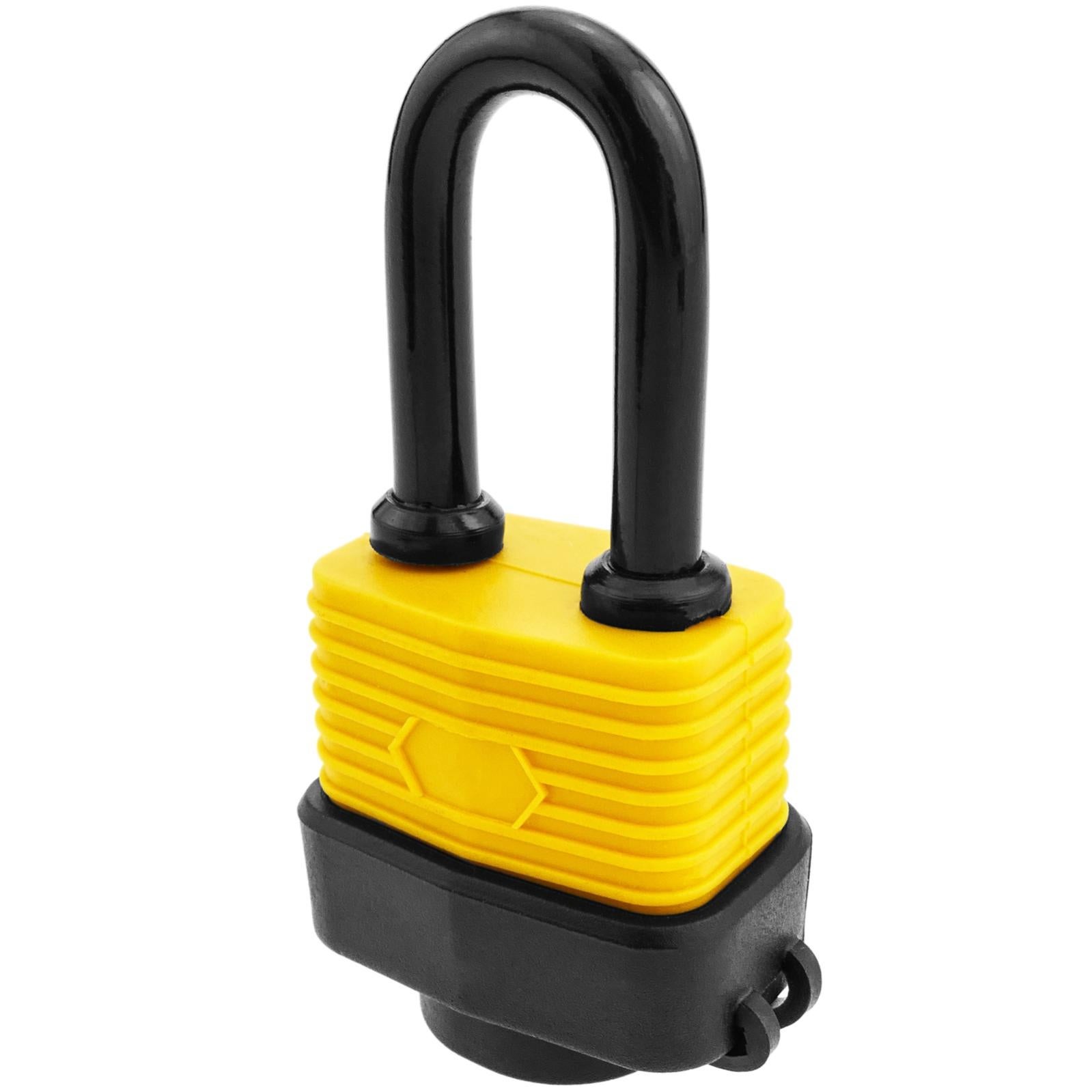 Lucchetto Da Esterno Lungo 50mm In Acciaio Impermeabile - Giallo Fluo Per Cancello E Garage