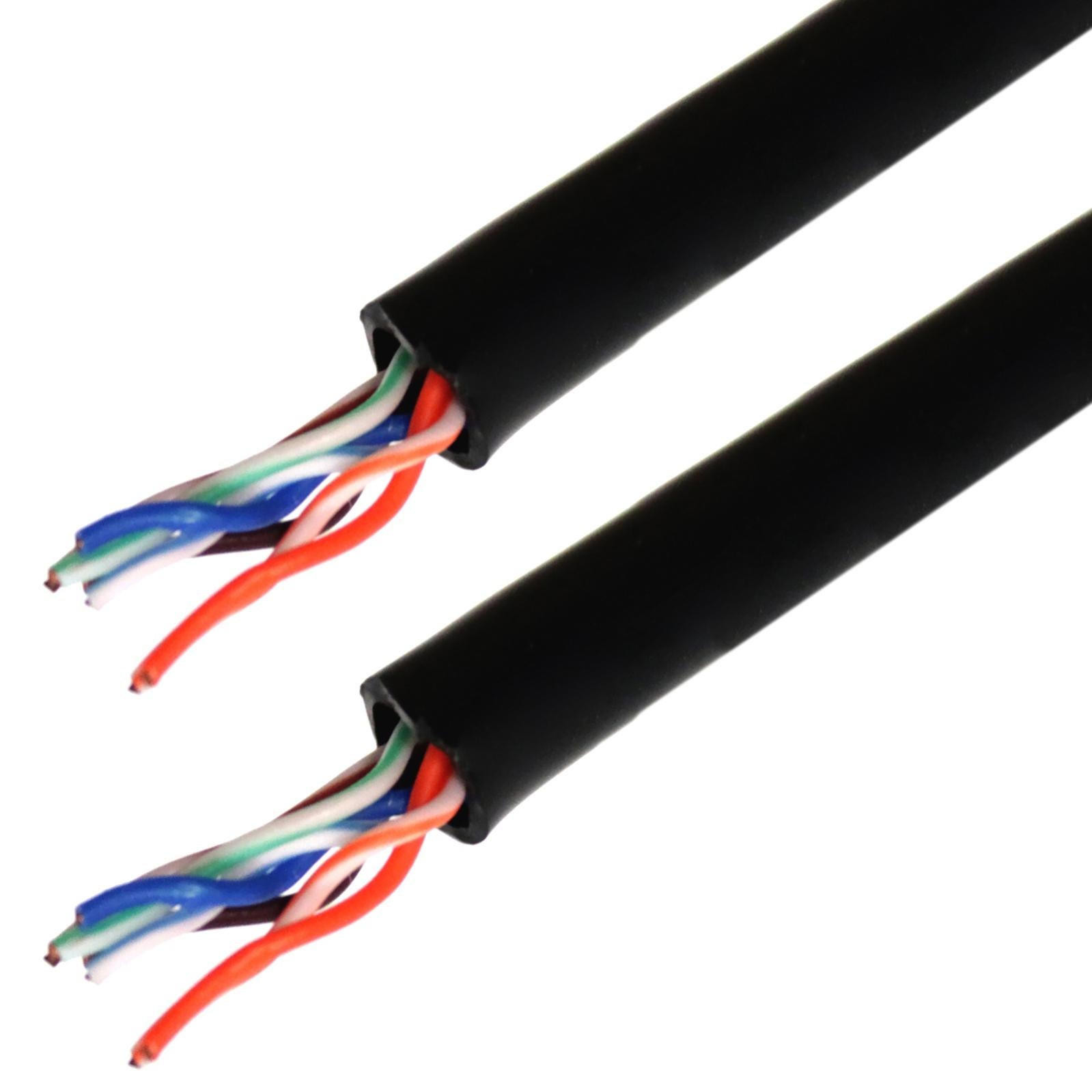 Câble Réseau Ethernet Extérieur CAT5e 50m - Cuivre Massif - Gainage PE Noir Pour Enfouissement