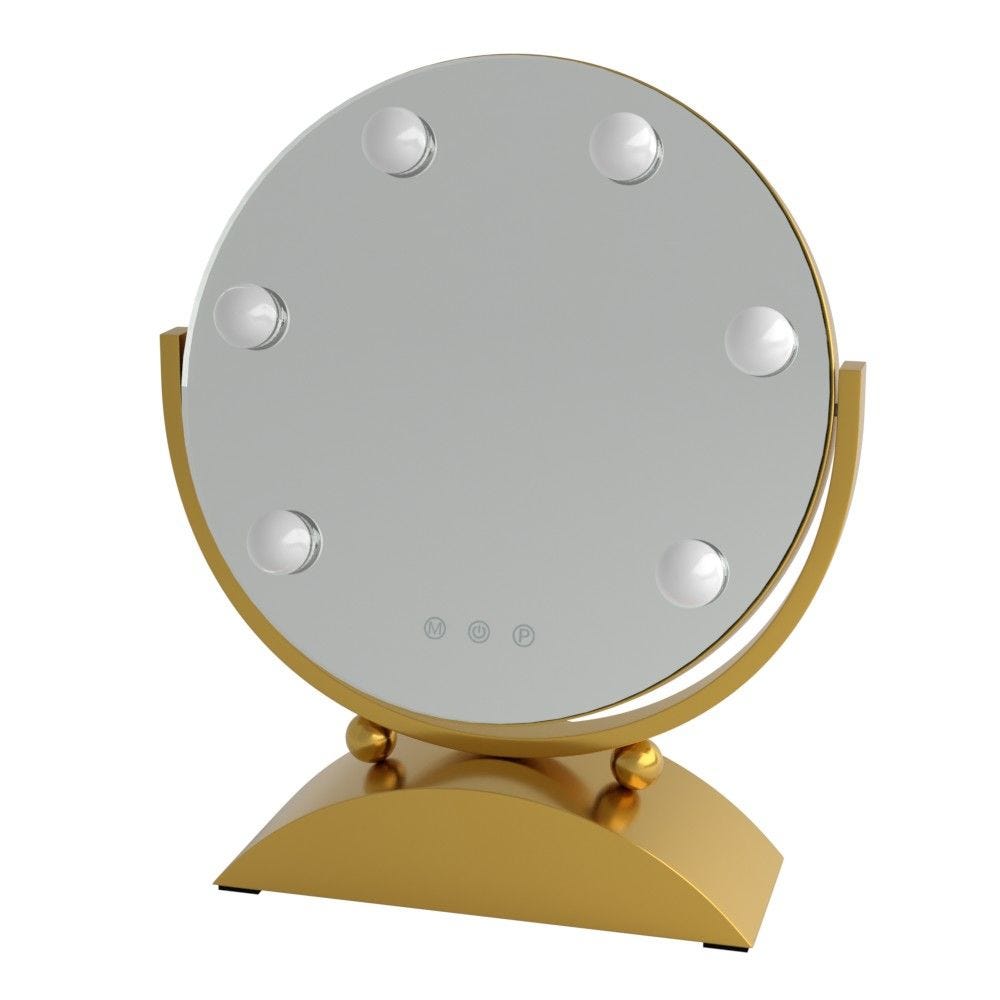 EVA - Specchio da tavolo per trucco con bulbi LED Finitura:Giallo