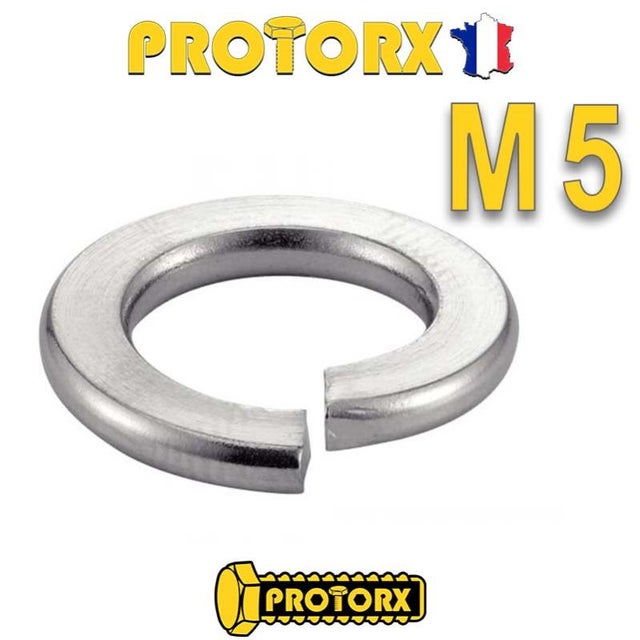 RONDELLE GROWER M5 x 50pcs | Diam. int = 5,1mm x Diam. ext = 9,2mm | INOX A4 (Acier Marin) - Usage Exterieur-Intérieur | Norme DIN 127B