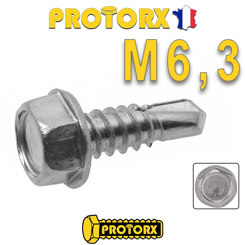 Vis AUTOPERCEUSE Tête Hexagonale à EMBASE : (M6,3 X 25mm) X 5pcs ...