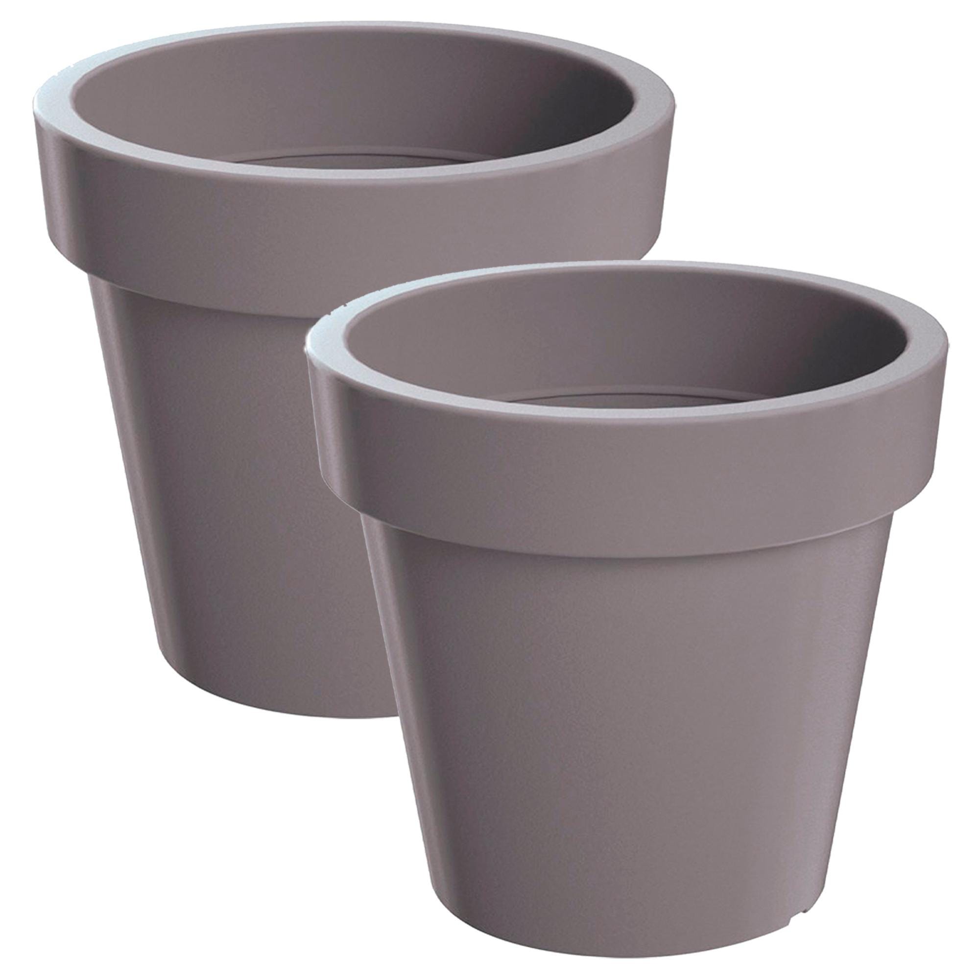 Set di 2 vasi quadrati per interno ed esterno beige 39 x 39 x 43 cm DELOS Set di 2 vasi quadrati per interno ed esterno beige 39 x 39 x 43 cm DELOS