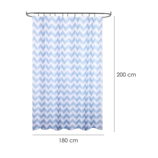 Cortina de ducha impermeable 180 x 200 hecha de tela de poliéster lavable  resistente, anillo de cortina de ducha ABS (azul) TUNC Sencillez