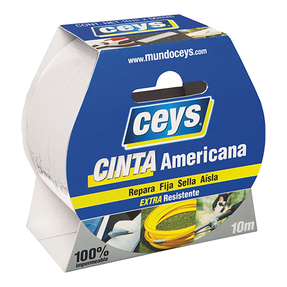 Ceys cinta americana blanca rollo 10m x 50mm. 507650 8411519776508