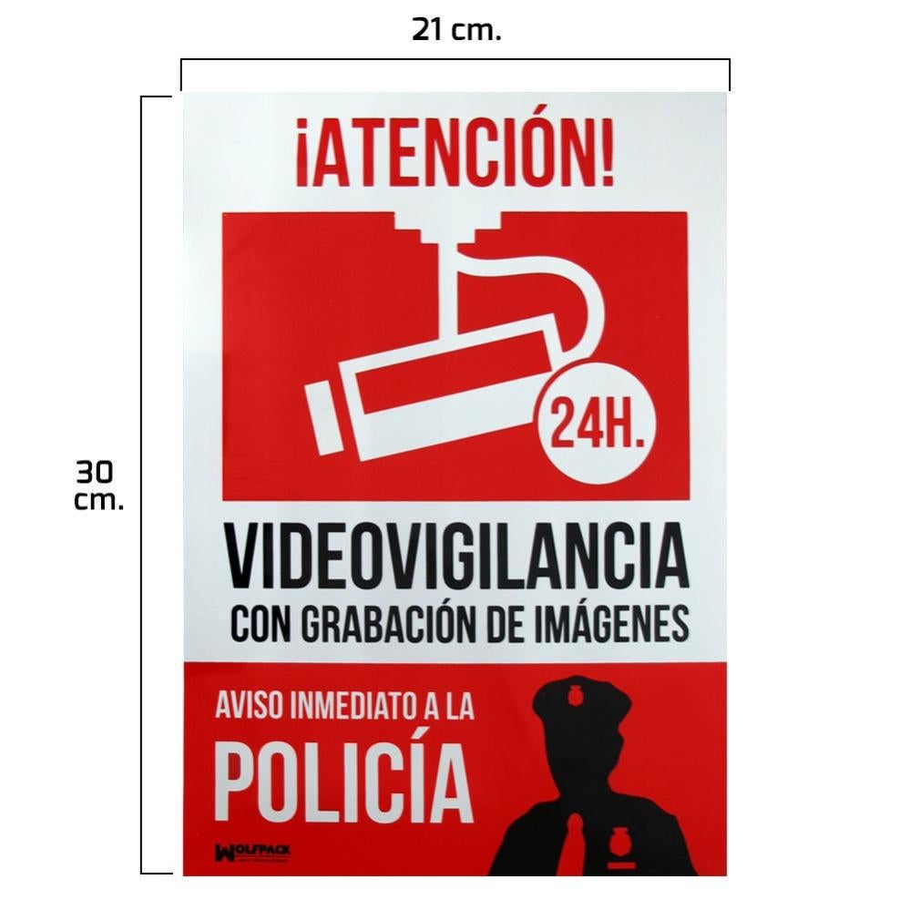 Wolfpack Linea Profesional - Cartel Alarma Conectada Aviso A Policia 30X21 En Oferta Cartel Alarma Conectada Aviso A Policia 30X21