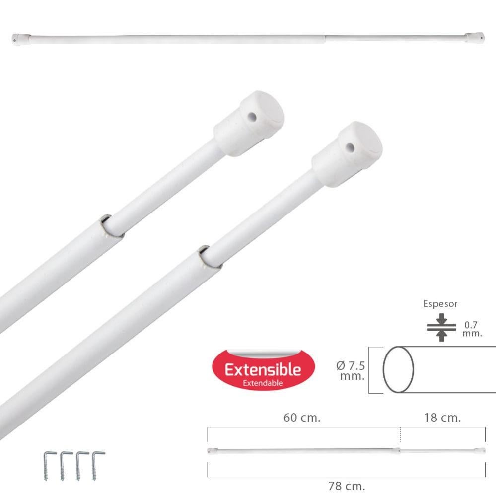 Bestlivings 4 Aste Per Tende Estensibili A Pressione, Argento, 60-90 Cm, Senza Fori, In Acciaio Inox