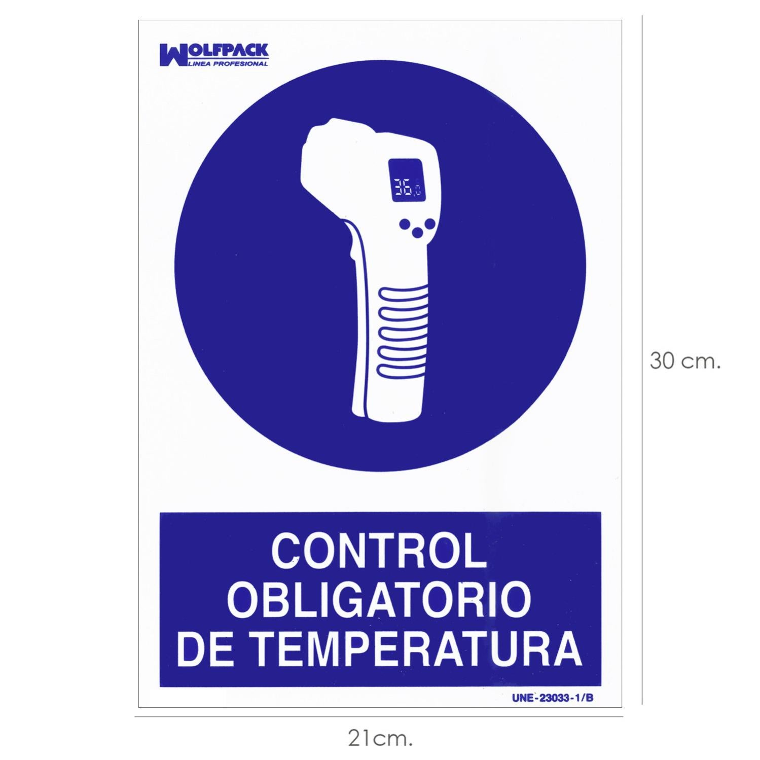 Cartel De Control Obligatorio De La Temperatura 30X21 Cm.