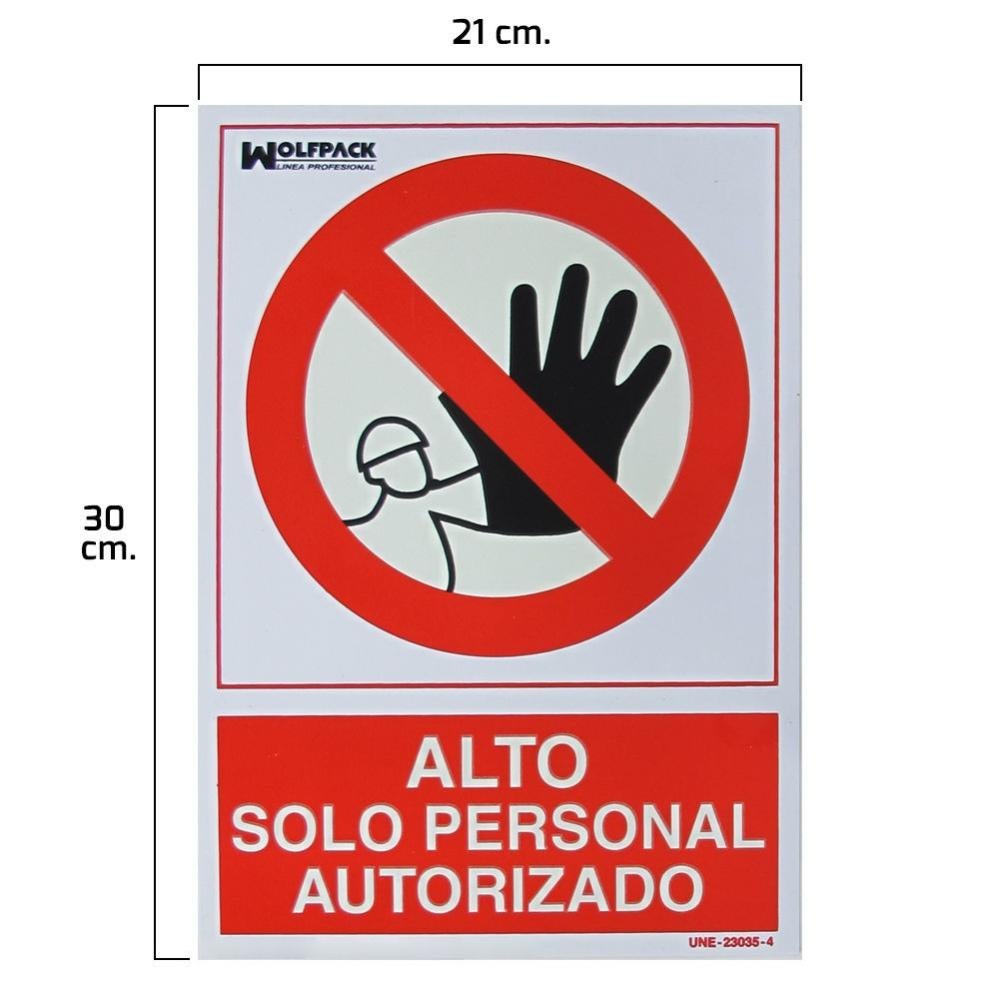 Wolfpack Linea Profesional - Cartel Alto Acceso Solo Personal Autorizado 30X21 En Oferta Cartel Alto Acceso Solo Personal Autorizado 30X21