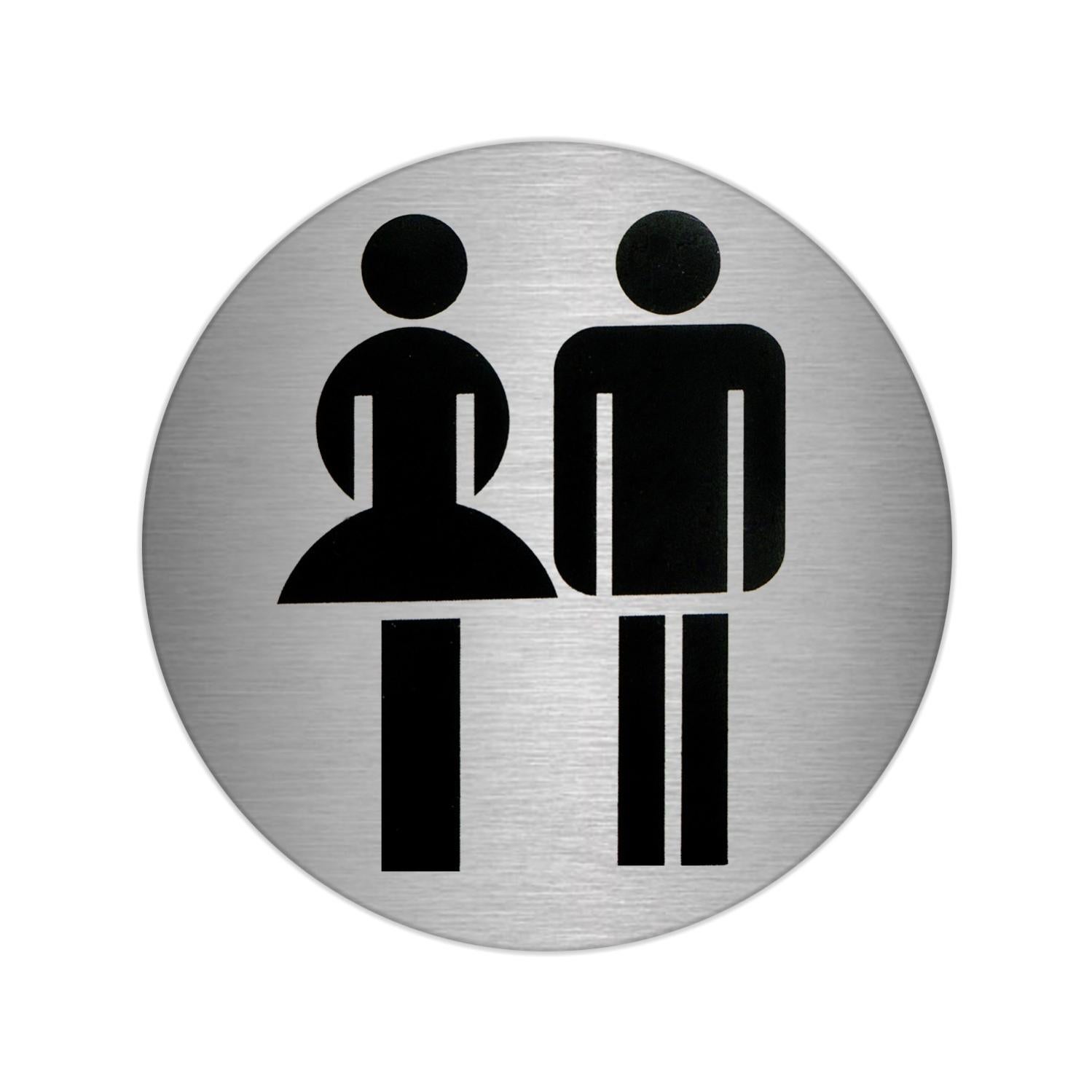 Placa Adhesiva Baño &Quot;Mujer / Hombre&Quot; Acero Inoxidable Ø 7 Cm.