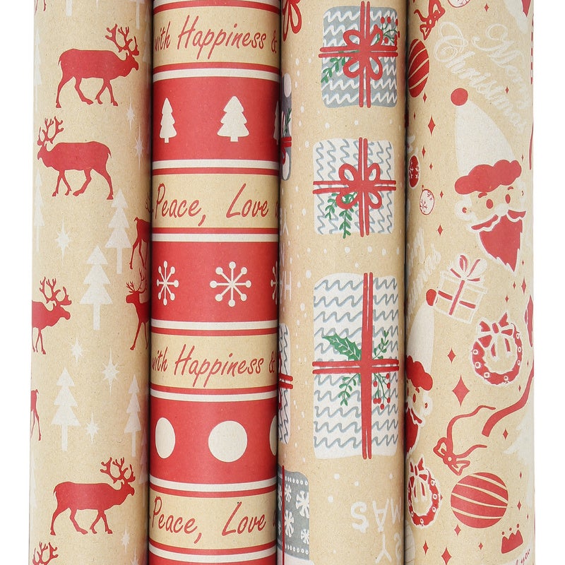 Papier cadeau Papier de Noël Rouleau Papier d'emballage Fête des récoltes  Taille : 70 x 50 cm, 5 motifs 20X