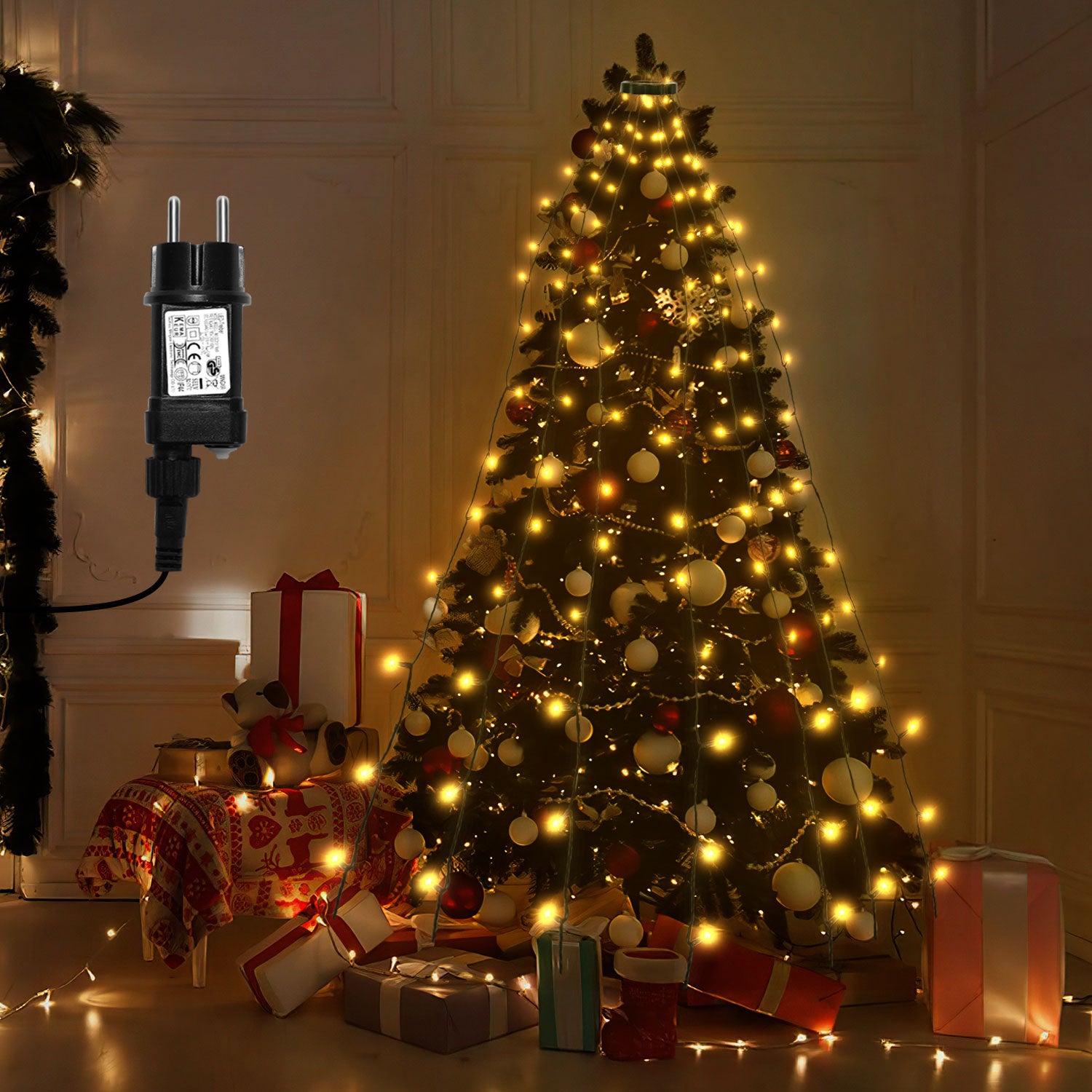 Guirlande lumineuse 280 LEDs 2.8m 8 effets lumineux Sapin de Noël