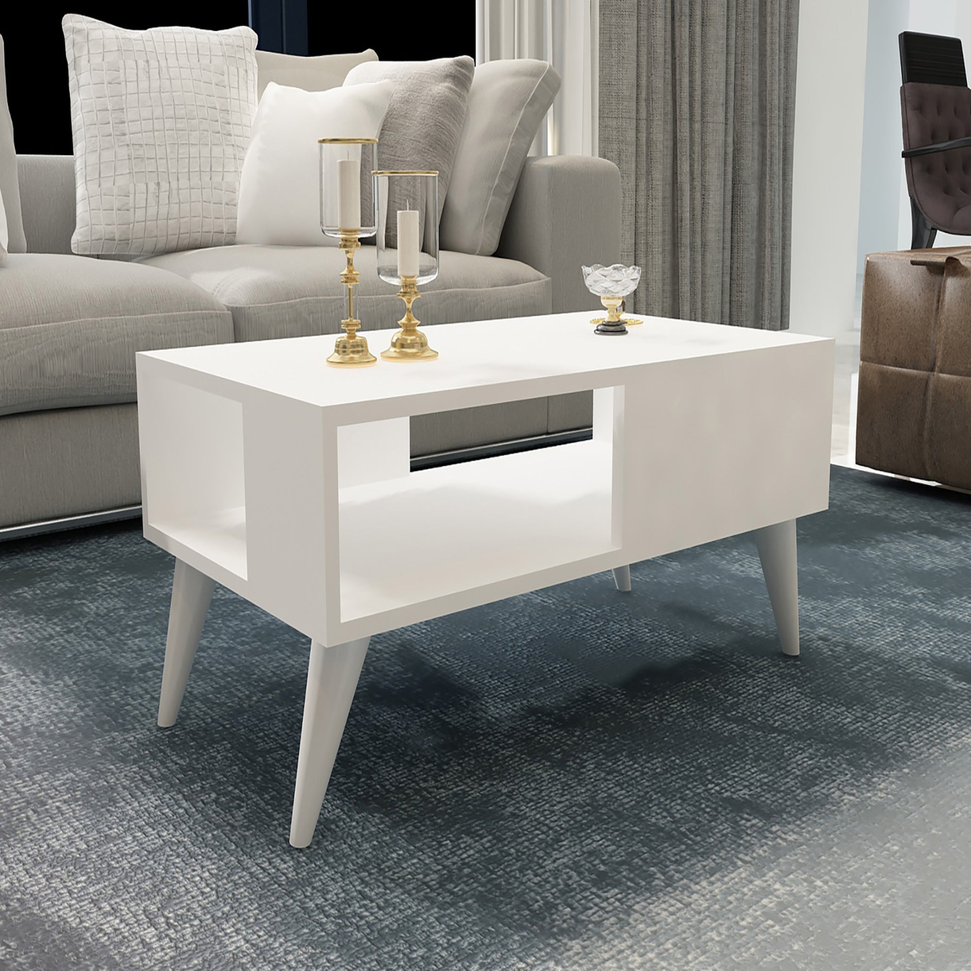 Mesa de centro ludvika aglomerado/plástico 40 x 90 x 45 cm blanco [en.casa]