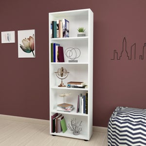 Libreria alta 180 cm Bianco opaco ed Ossido con otto scomparti Colore