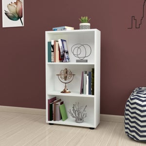 Librería blanca y madera 110x40x190cm