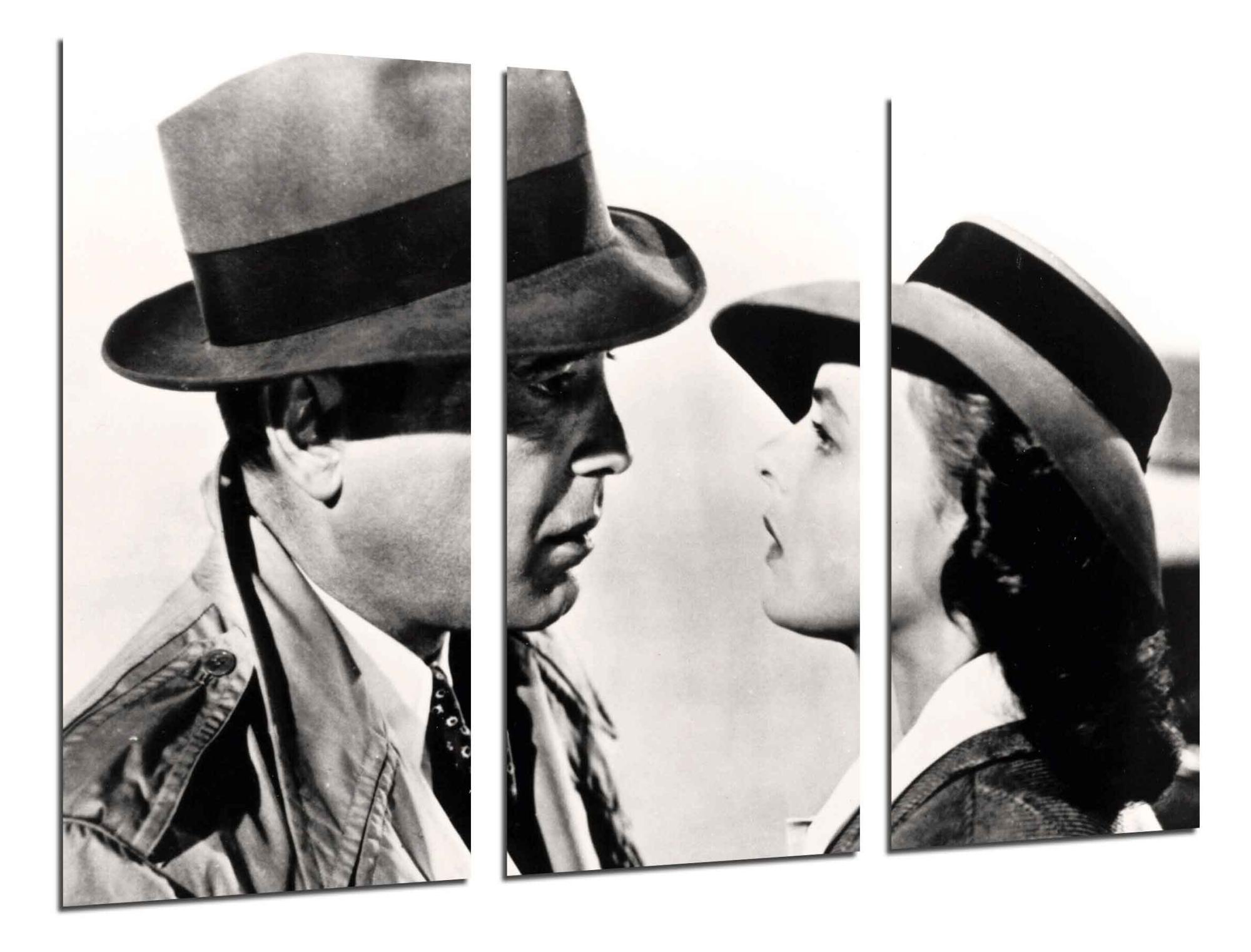 Tableau Hollywood Humphrey Bogart Ingrid Bergman - Impression Sur Bois, 97x62cm, Déco Cinéma