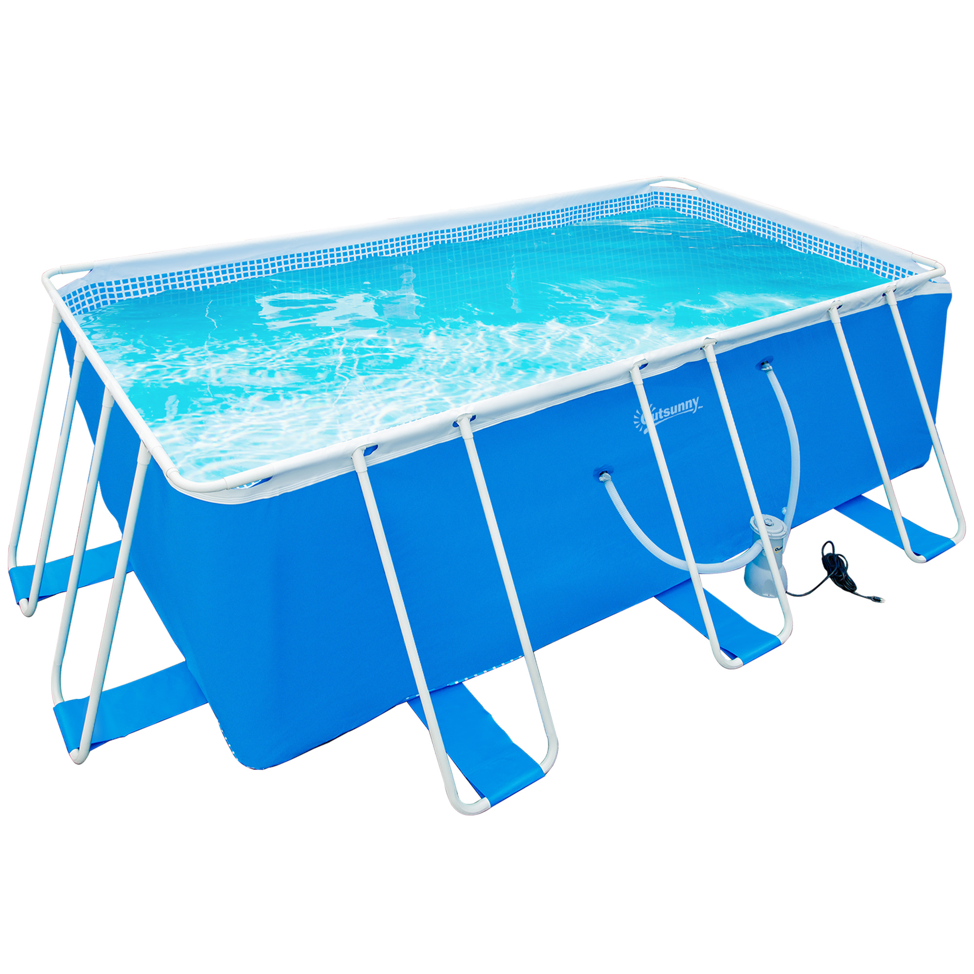 Piscina Desmontable Tubular Con Depuradora Outsunny 440X240X122Cm Azul