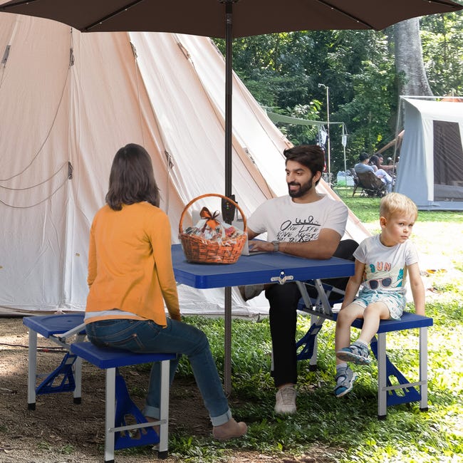 Mesa plegable con 4 taburetes Aktive Camping, Mesa plegable camping, Mesa  camping plegable, Mesas plegables para