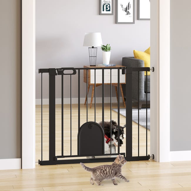 PawHut barrera de seguridad para perros extensible 75-103 cm barrera para  escaleras puertas con 2