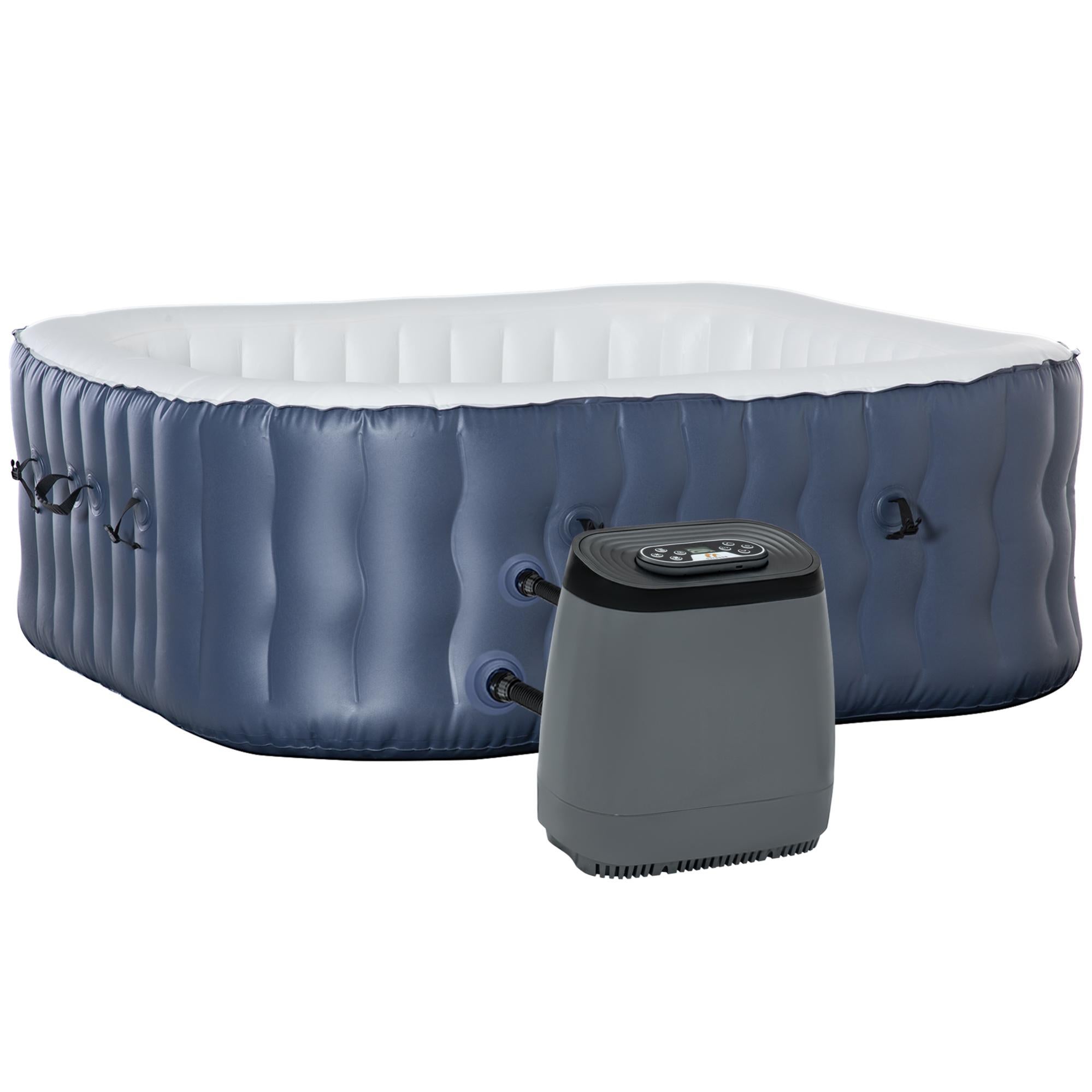 Spa Hinchable 4-6 Personas 930L Calefacción Outsunny 180X180X68Cm Azul