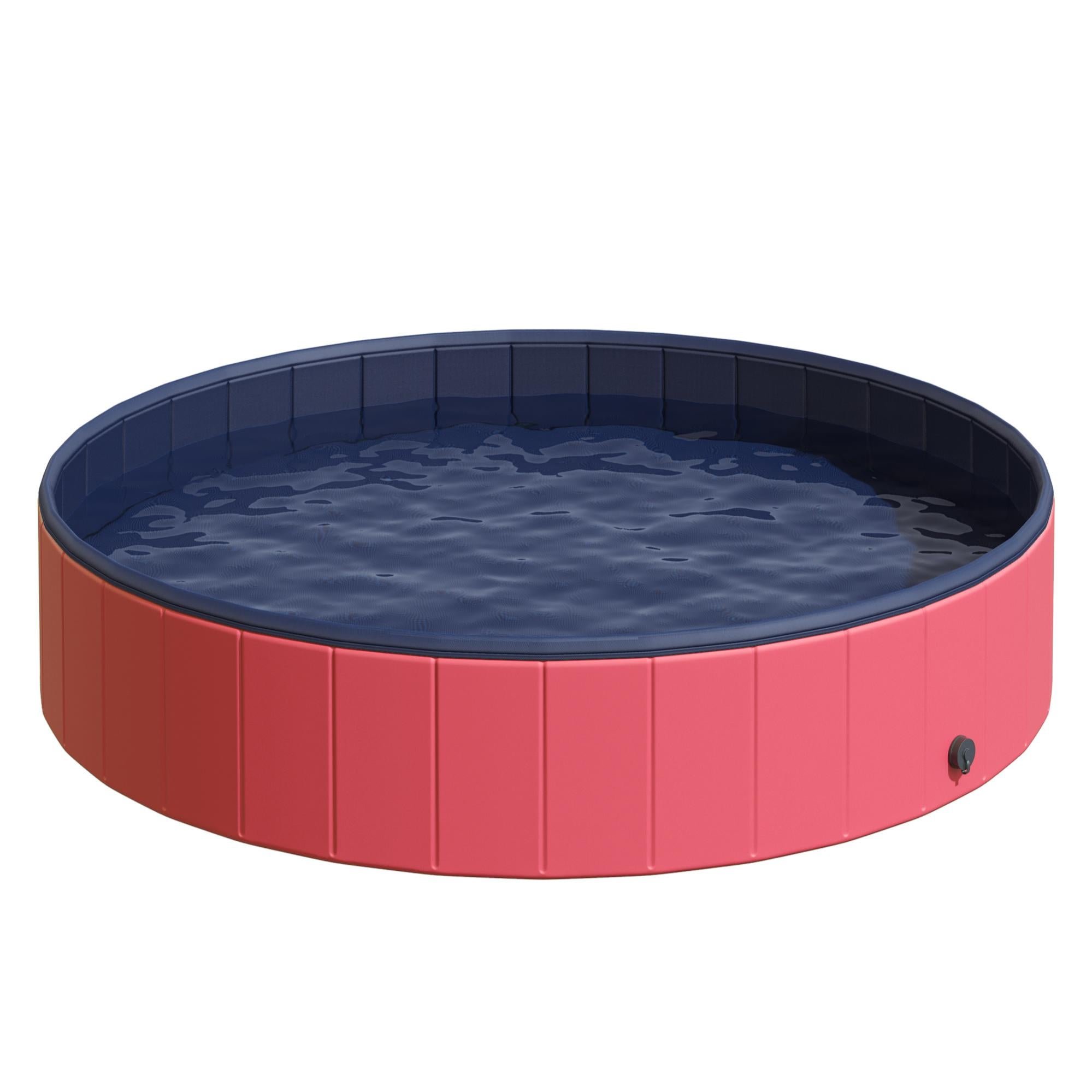 Piscina Para Mascotas Pawhut Rojo Ø160X30 Cm Pvc Madera