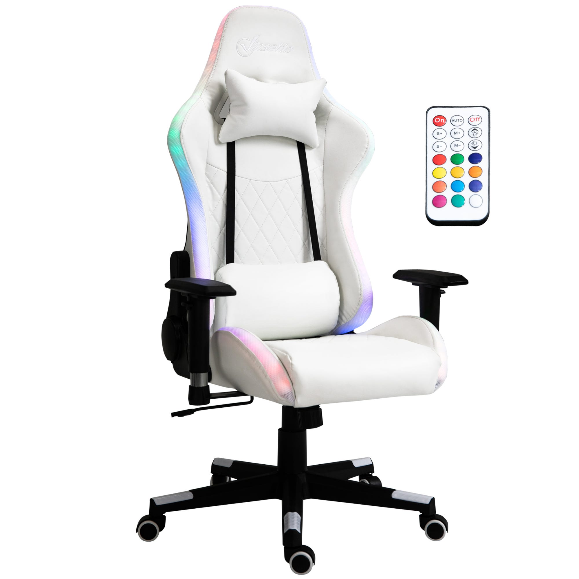 Silla de juegos con luces LED RGB ergonómica, silla de escritorio para  computadora de oficina, silla reclinable giratoria de altura ajustable,  color