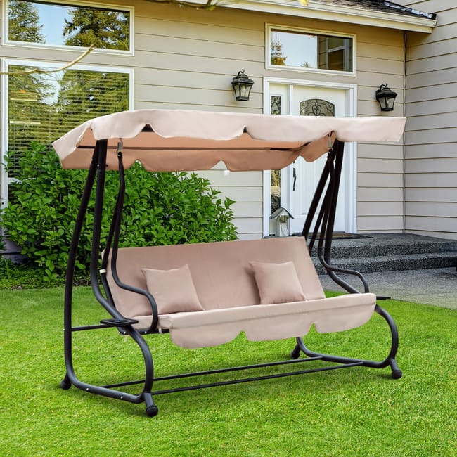 Columpio balanc n Outsunny beige 200x120x164cm acero Leroy Merlin