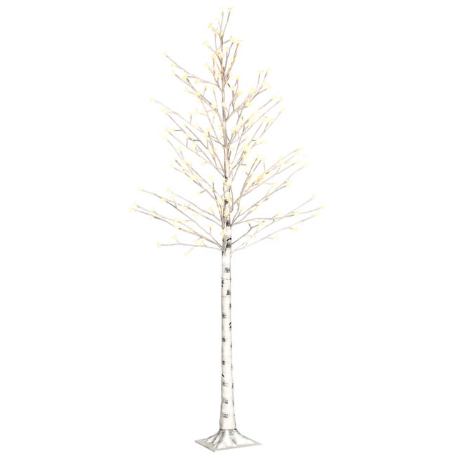 Árbol de cerezo con 180 luces LED IP44 HOMCOM 21,5x21,5x180 cm blanco |  Leroy Merlin