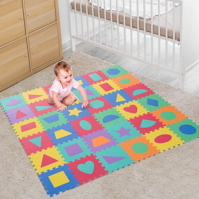 Descortés vecino Limpiar el piso Alfombra puzzle infantil Homcom colores variados 31x31x1 cm | Leroy Merlin